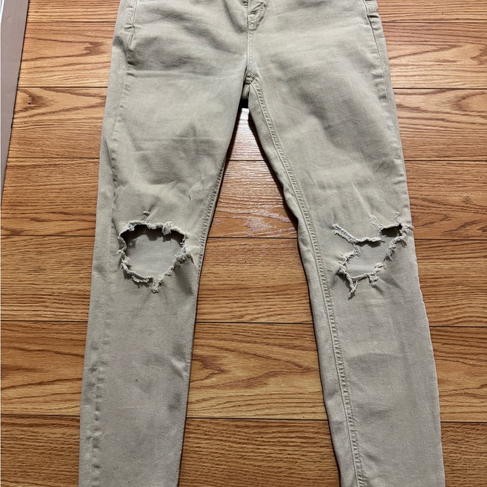 Trendy Distressed light brown Skinny Jeans
